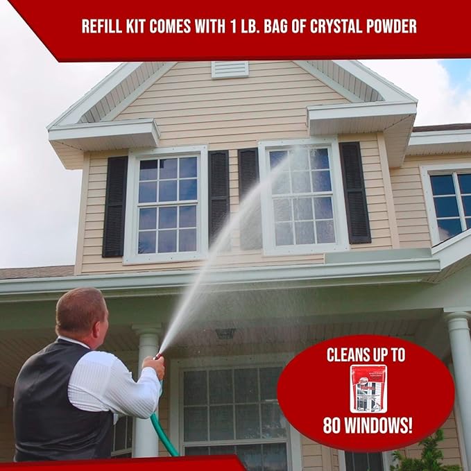 Full Exterior Refill Kit – Crystal Powder Outdoor Cleaner Packets, 16 oz, Each 4 oz Bag Makes Up to 640 fl oz, Non-Toxic, No Scrub, No Rinse Cleaning Solution