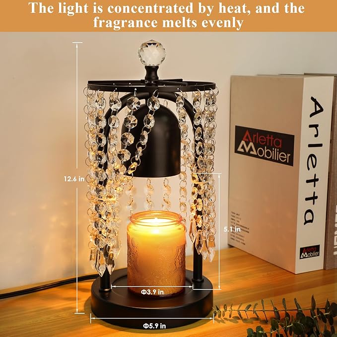 Candle Warmer Lamp with Timer and Dimmer - Electric Candle Warmer ,Crystal Candle Lamp for Bedroom Decor, Flameless Scented Candle Light Warmer,House Warming Gifts New Home, Christmas Gifts for Women