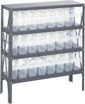 Quantum Storage Systems 1239-SB801CL Solid Heavy Duty 4 Shelves 24 Store-MAX Clear Bins 39" H x 36" W x 12" D