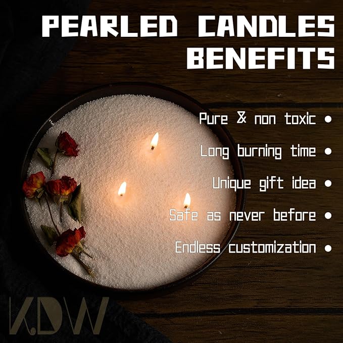 Pearled Candle Sand Wax 2lb Set White Unscented with 20 Wicks Long Lasting Refillable Sand Candle for Candle Making for Friends Lover Christmas Family Daily