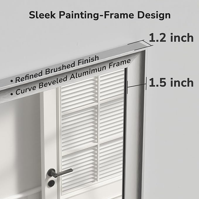 USHOWER Brushed Nickel Bathroom Mirrors for Over Sink 30x40 Inch, Metal Framed Rectangle Vanity Mirror for Wall, Bedroom, Living Room, Entryway, Anti-Rust, HD Tempered Glass, Horizontal/Vertical