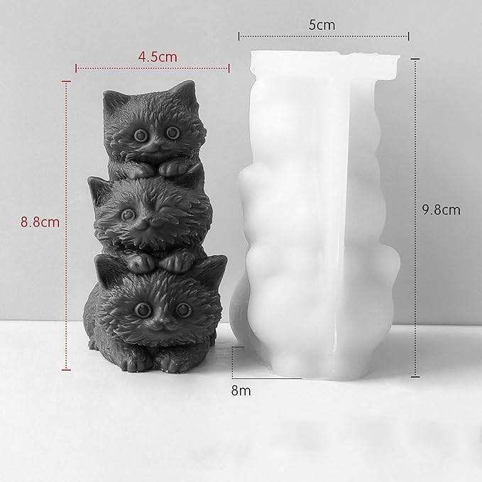Animal Molds Cat Mold Cat Silicone Wave Spiral Candle Mold - Silicone Resin Casting Molds for Candle & Resin & Soap Craft Supplies