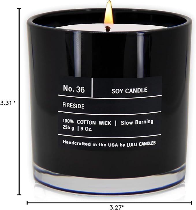 Lulu Candles | Fireside | Smells Like a Bonfire | Luxury Scented Soy Jar Candle | Hand Poured in The USA | Highly Scented Long Lasting (9 Oz.)