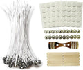 100Pcs Candle Wicks 8 Inch,100pcs Candle Wick Stickers,Candle Wick Centering Device,20 Pcs Metal Sustainer Tabs,5pcs Candle Wick Holder Materiales para Hacer Velas