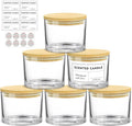 SUPMIND 16oz Candle Jars 6 Pack - 3 Wick Large Empty Clear Glass Candle Making Vessels with Bamboo Lids, with Stickers and Labels, Bulk Candle Jars for Making Candles Containers - Dishwasher Safe