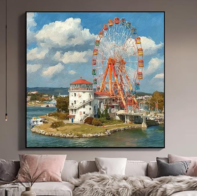 Paint by Numbers Kit for Adults Playground Paint by Numbers Ferris Wheel DIY Crafts for Adults Canvas Paintings Kits, Hobbies for Women Art With Accessories for Gifts 32x32 Inch Without Frame 3-72WF