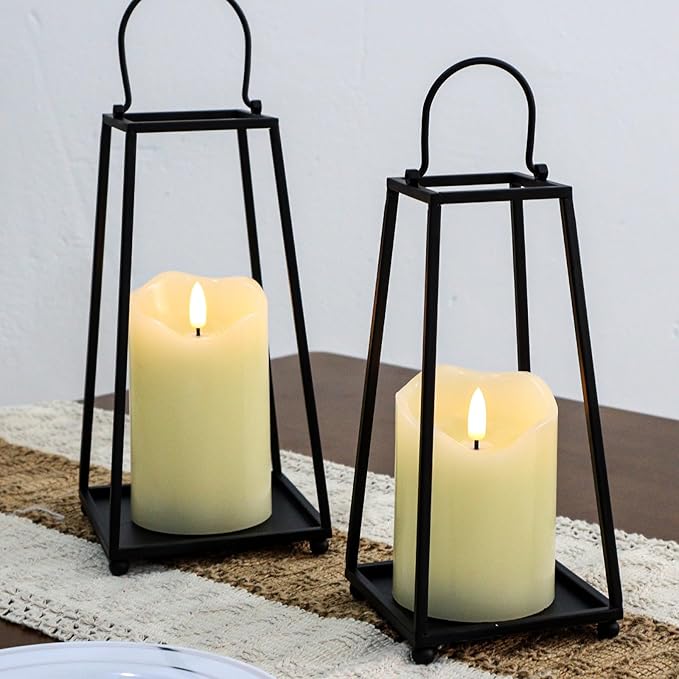 Flickering Flameless Candles, Realistic LED Candles Battery Operated with Remote and Timer, Ivory Real Wax Pillar Candle for Christmas Home Wedding Party Decorations, Set of 3