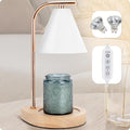 Aimoptg Candle Warmer Lamp with Retro Wooden Base - Home Decor Wax Melt for Small and Large Jar Candles, Candle Heater Lamp with 2 Bulbs, Dimmer and Timer Function-White