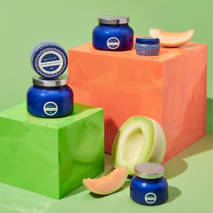 Capri Blue Scented Travel Tin Jar Candle - Luxury Candle with a Soy Wax Blend - Highly Scented (Honeydew Crush, 3 oz)
