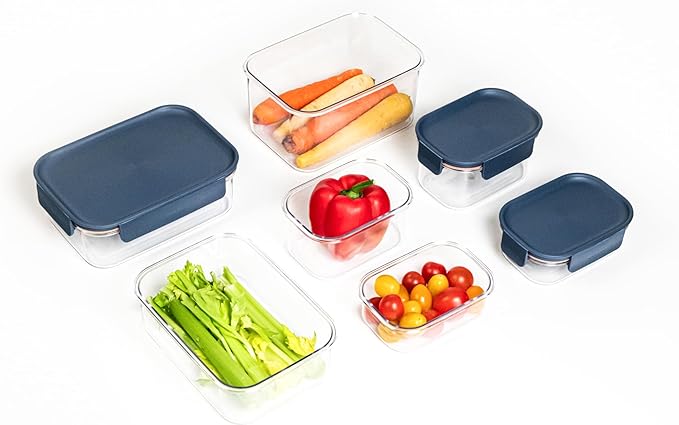 LocknLock LBF405RS7N Modular Plus Food Storage Container,14 set (7 containers & 7 Lids)- Navy