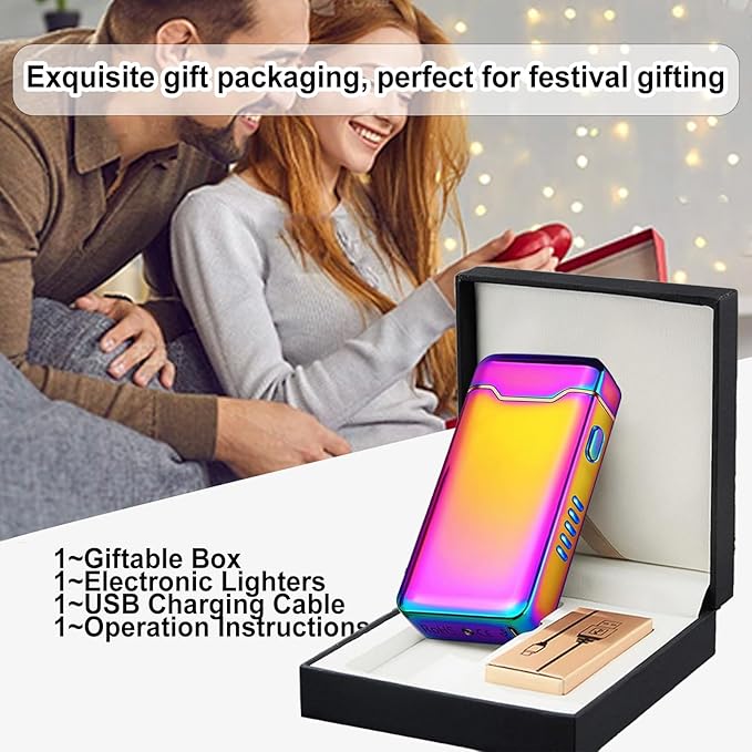 Electric Lighter Plasma Rechargeable with LED Battery Indicator Big Flame, USB Convenient Charging, Windproof Lighter Outdoor（B-Color
