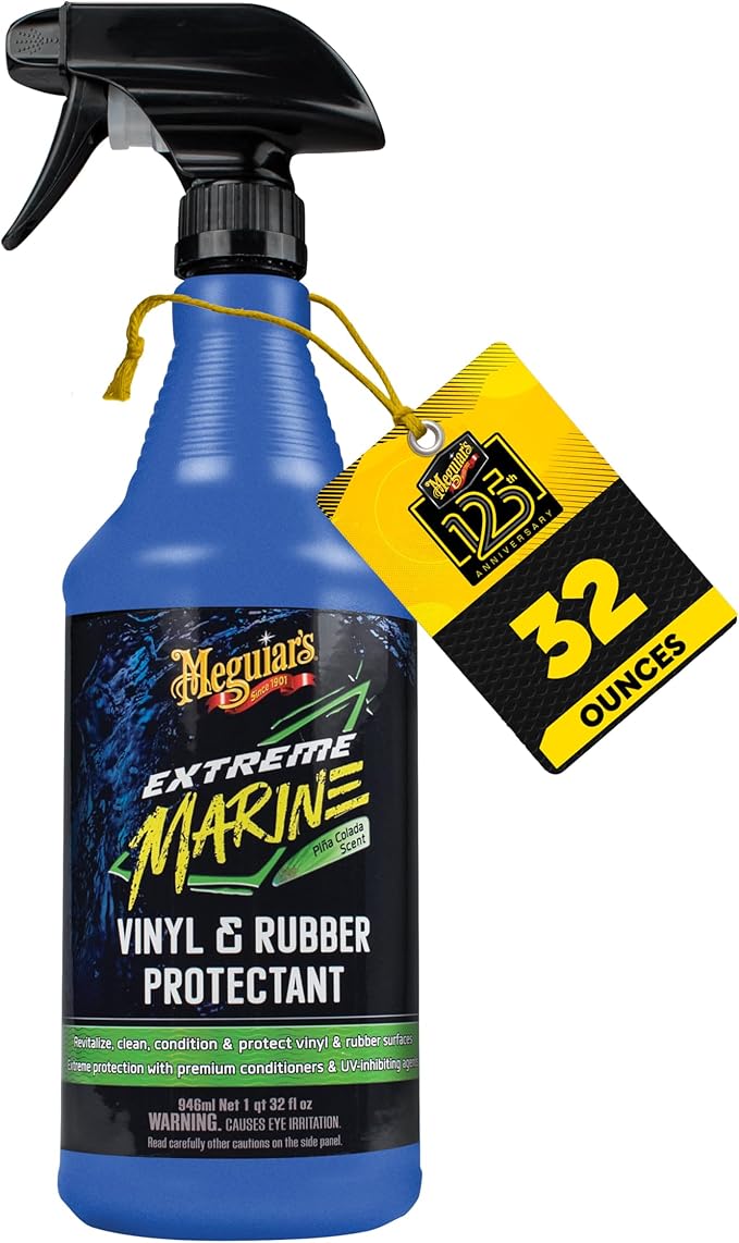 Meguiar's Extreme Marine Vinyl and Rubber Protectant M180132, Premium RV and Marine Vinyl Protectant, Convenient and Easy-to-Use Spray, Provides Long-Lasting UV Protection, 32 Oz Spray