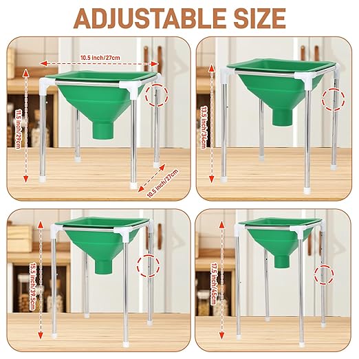 Extra Large Food Grade Silicone Collapsible Funnel and Stand, Fit Harvest Right Freeze Dryer,15" Wide, Fits All Size Dryer Trays, Easy Transfer Food to Mason Jars & Mylar Bags,Freeze Dryer Accessories