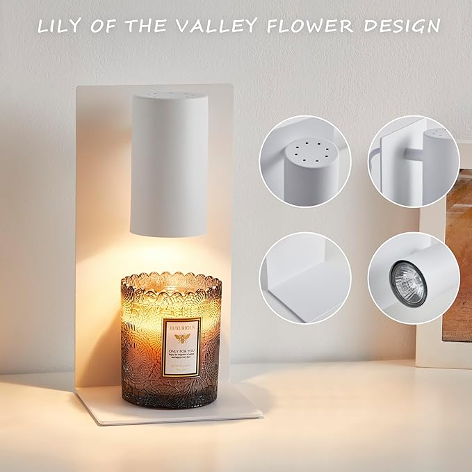 White L-Shape Candle Warmer Lamp with Timer Dimmable, New Home Decor for Bedroom, Office, Modern Living Room, Christmas Birthday New Year Gift for Women Man