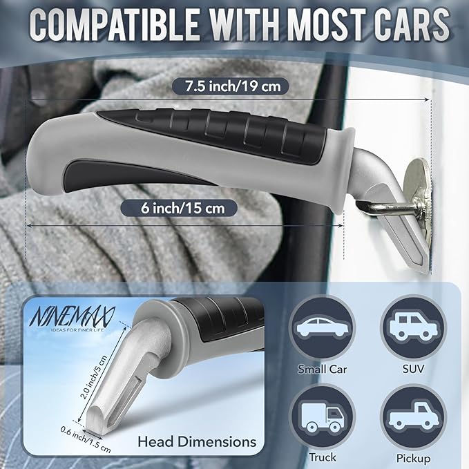 NINEMAX Car Door Handle for Elderly Car Handle Assist Support, Auto Grab Handles, Portable Car Door Cane for Seniors, Handicap (Black, Grey 2 pcs)