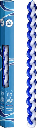 Ner Mitzvah Braided Havdalah Candle - Round Blue and White Paraffin Wax - Handcrafted Havdallah Candle - Shabbat Judaica Gift