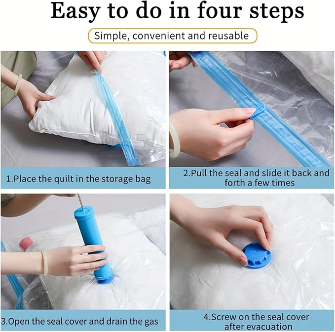 85% Space Saver Vacuum Bags 8 Pcs - Giant + Sealer