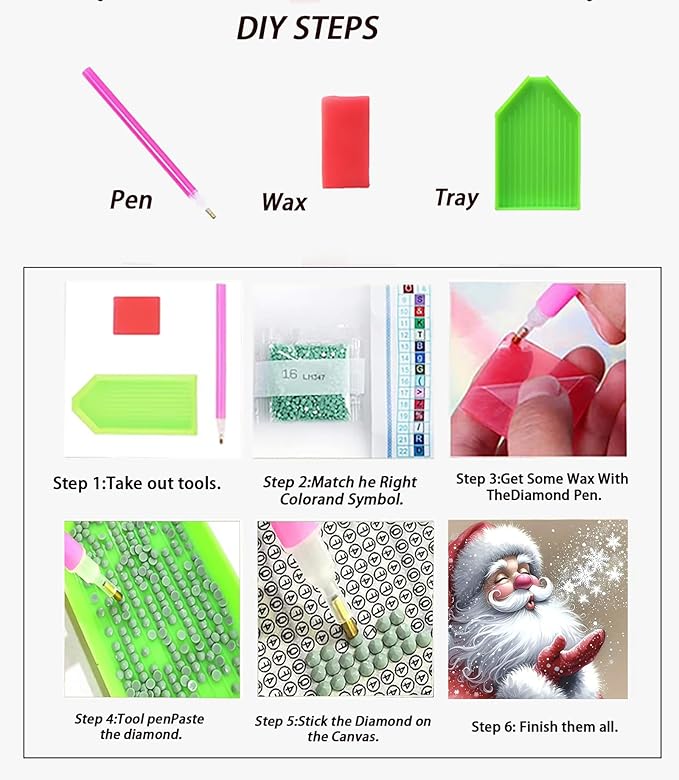 APTDYIGL 5D Christmas Diamond Painting Kits for Adults Beginner,DIY Santa Diamond Art Kits for Adults,Round Full Drill Diamond Dots with Gem Art Kits,Home Wall Decor 13.7X13.7inch