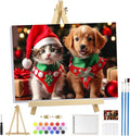 MOGTAA Christmas Paint by Numbers Kit for Adults Beginners with Frame, Cat and Dog Adult Paint by Number Kits on Canvas with Easel, Easy DIY Animal Oil Painting Kits for Home Decor, 8x12in