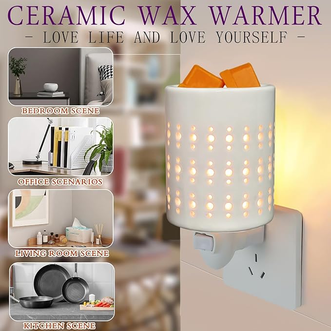 Plug in Wax Warmer for Scented Wax melt Warmer scentsy Plug in Wax melt Warmer Electric Candle Warmer Home Decor Gifts for Women(White Porcelain Small dots)