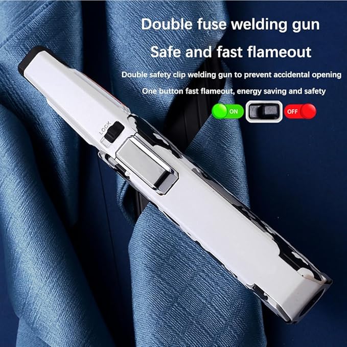 Butane Torch Lighter One-Hand Operation Lighter Adjustable Jet Flame with safety lock Kitchen Cooking Torch Gift Box Package (Butane Gas Not Included) (Camouflage)