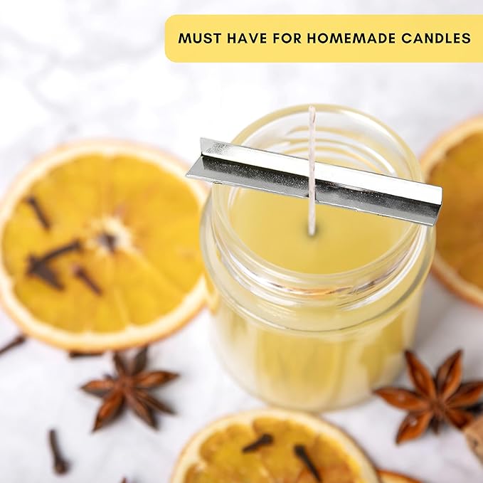 Metal Candle Making Wick Holder Bars- 20-Pack - Candle Wick Centering Device -Metal Wick Holder - Candle Making Kit, Candle Making Supplies
