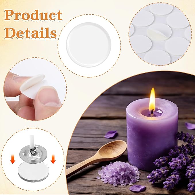 Xthrotsenk 1000 Pieces Candle Wick Stickers for Candle Making Tabs Double Sided Heat Resistance Stickers Candles Dots Wicks Tabs for Candles Making