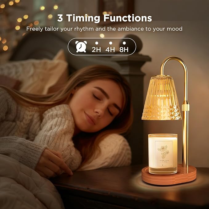 Candle Warmer Lamp with Timer, Dimmable Electric Wax Melter with Adjustable Height, Eco-friendly Scented Candle Lamp for Gifts, Safe and Smoke-Free, Ideal for Moms and Friends, Perfect for Home Décor