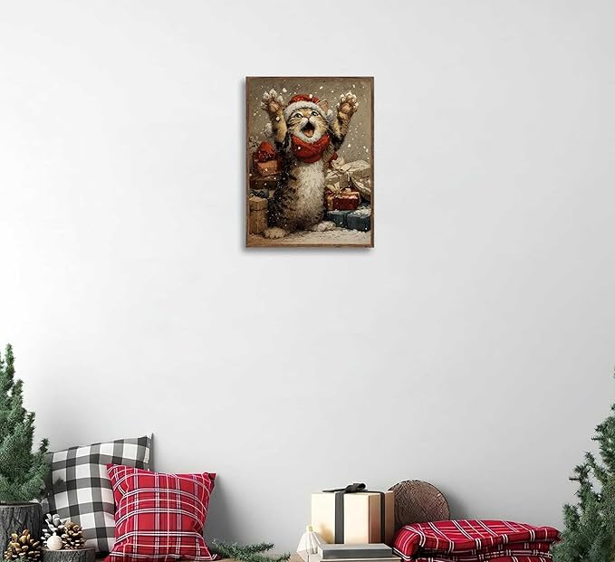 Paint by Number Kit for Adults & Kids, Christmas Cat with Gifts 16x20 Inch, DIY Acrylic Painting Kit with Brushes & Paints, Holiday Art Craft for Home Decor Unframed