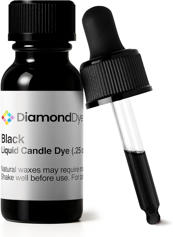 Black Liquid Candle Dye (.25 oz) - Made in the USA - Safe and Easy to Use - Pure and Simple Ingredients - Candle Making Supplies for Soy, Paraffin, Palm or Gel Wax - 10 Vibrant Colors to Choose from