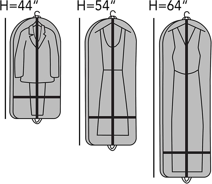 Covermates Keepsakes Garment Bag Set for Closet Storage and Travel – Breathable Suit and Dress Bags with ID Window and Carrying Handles – Heavy-Duty Hanging Wardrobe Protection Set, Black
