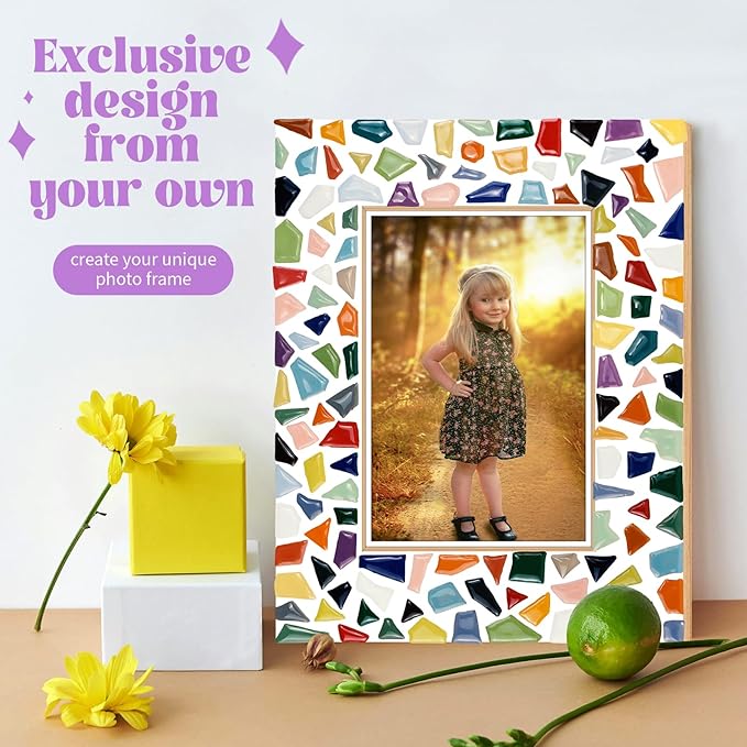 goldentime Decorate Your Own Mosaic Picture Frame - DIY Mosaic Craft Kits Fun Arts and Crafts for Adults Christmas Valentine Birthday Father’s Day Gifts