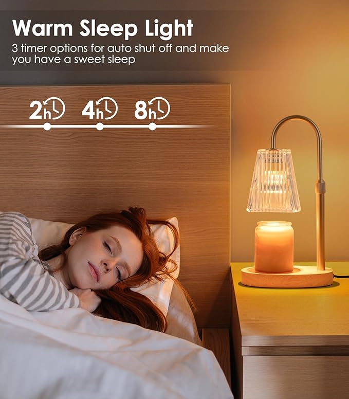 Vanranger Candle Warmer Lamp with Timer - Electric Dimmer and Adjustable Height for Small Jar Scented Wax Melts - Includes 2 Bulbs for Home Birthday