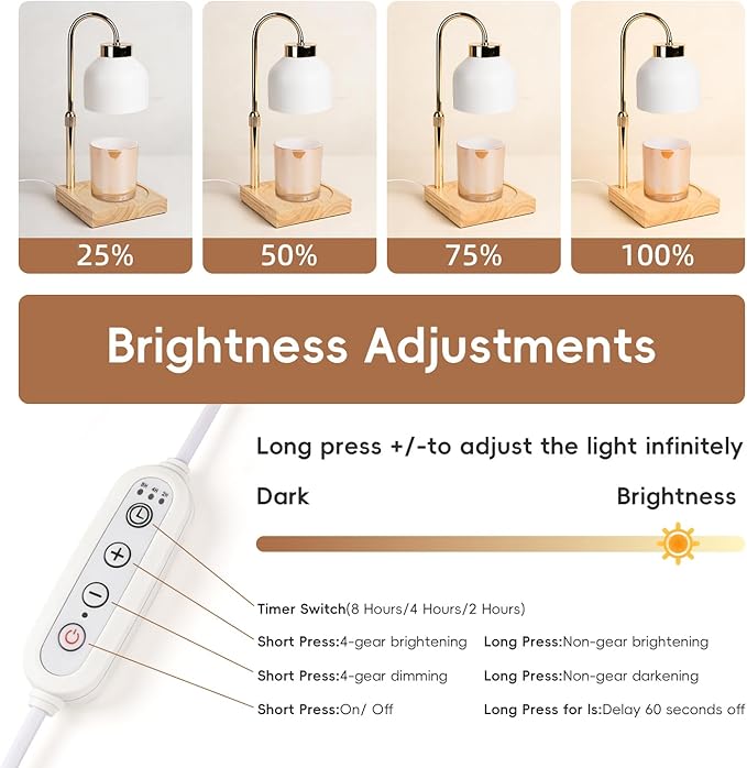 Candle Warmer Lamp with Timer and Dimmer, Adjustable Height Electric Candle Warmer for Jar Candles, Flameless Wax Melt Warmer Lamp, Housewarming Gift Home Decor for Women – DN Collection