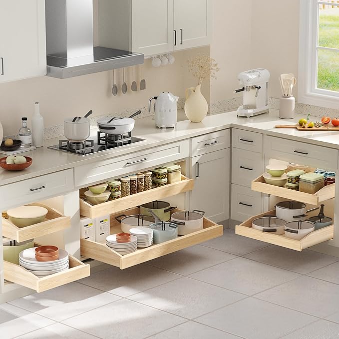 ROOMTEC Pull Out Cabinet Drawer for Kitchen Cabinets 25.5" W x 21" D, Pull Out Cabinet Organizer, Bottom Assembly, Requires At Least 26.5” Cabinet Opening