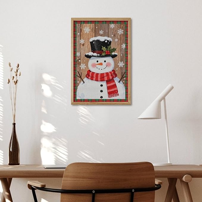 AIVKIEJK Diamond Painting Kits for Adults - Festive Snowman Red Scarf Painting DIY 5D Full Drill Diamond Dots Paintings with Diamonds Gem Art and Crafts Home Decor 8"x12"