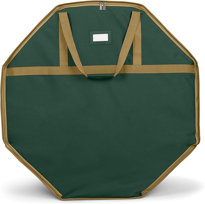 Covermates Keepsakes Deluxe Wreath Storage Bag – Heavy-Duty Polyester with Buckle Strap & Structured Interior – Protective Holiday Organizer with Handles, D-Ring & Label Window, Green