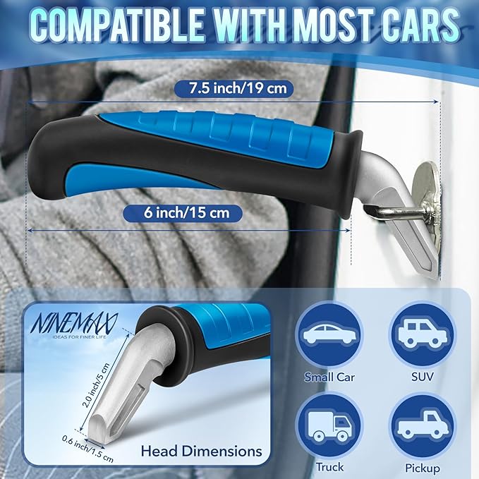 NINEMAX Car Door Handle for Elderly Car Handle Assist Support, Auto Grab Handles, Portable Car Door Cane for Seniors, Handicap (Black, Blue 2 pcs)