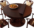 Wood Grain Round Table Protector 48/52/42/54/36 inch, Waterproof PU Leather Table Mat, Heat Resistant Circular Dining Table Pad for Kitchen, Coffee Table, Office Desk,(Coffee,24in)