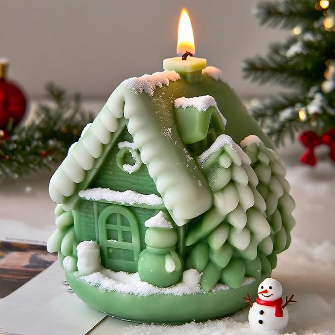 Christmas House Christmas Cylinder Candle & Resin Mold - Resin Casting Silicone Molds for Home Decor & Candle Making Wave Spiral Mold