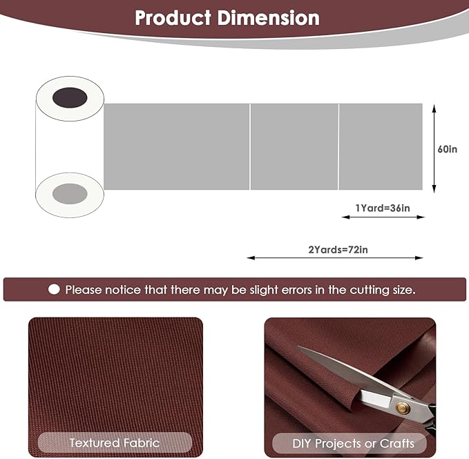 Waterproof Canvas Fabric by The Yard 60" W 600 Denier PVC Backing Water Repellent Polyester Upholster Fabric Material for Indoor Outdoor Marine Awning Tent Craft DIY(1 Yard, Red Coffee)