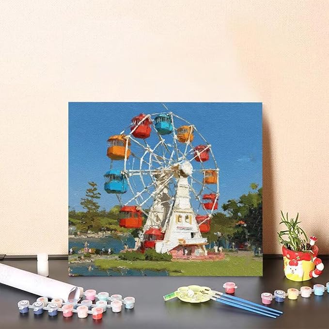 Paint by Numbers Kit for Adults Playground Paint by Numbers Tree DIY Crafts for Adults Canvas Paintings Kits, Hobbies for Women Art With Accessories for Home Wall Decor 24x24inch Without Frame 4-671R