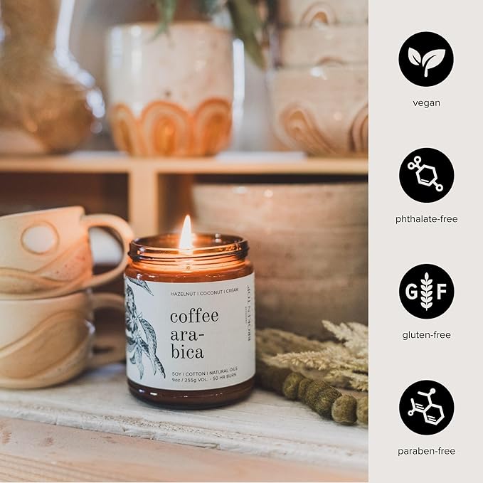 Broken Top - Coffee Arabica | 9 oz. Hazelnut, Coconut & Cream. Pure Soy Wax Candle. 50-Hour Burn Time. Natural Cotton Wick, Vegan, No Parabens, No Phthalates