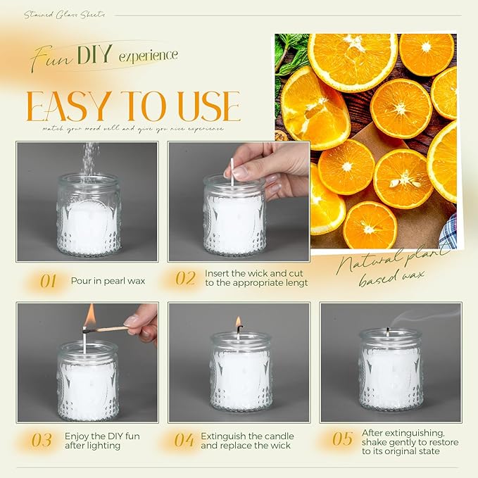 MTLEE Pearled Candle 2.2 lb Sand Wax Scented Sand Candle Kit Valentines Day Gift for Women with Wrap Box 50 Wicks White Beaded Wax Gift for Valentine's Day Wife Couples Mother Friend(Orange Scent)