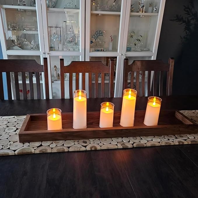 NICEME Pure White Flickering Flameless Candles, Battery Operated Acrylic LED Pillar Candles with Remote Control and Timer, Set of 5