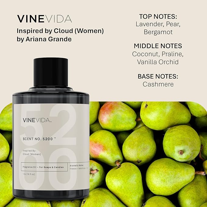 VINEVIDA [16oz] Cloud (Women) Fragrance Oil for Candle Making - Natural Candle Oil Scents - Soap Making Essential Oil - Made in USA