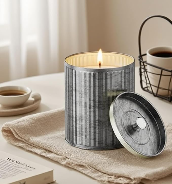 Phinicco Thick 4 pcs 10oz Empty Candle Tins for Candle Making Vintage Style Candle Jars with Lid