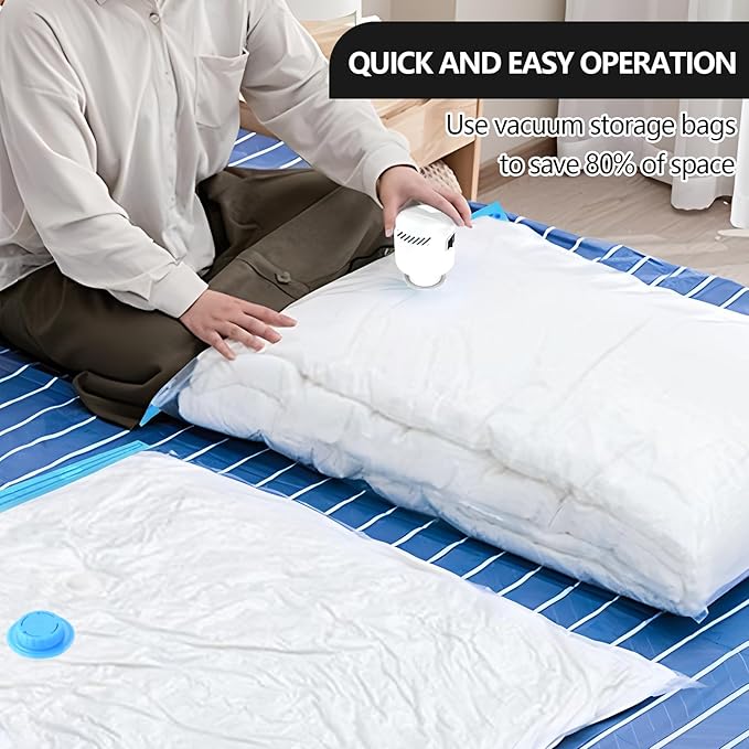 kissleaf Electric Pump for Vacuum Storage Bags, Air Pump for Storage Bags,Portable Vacuum Pump for Various Vacuum Sealer Bags, Suitable for Common Vacuum Bags-White (No Storage Bags)