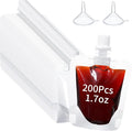 200 Pcs Plastic Pouches Bulk Clear Juice Bags Squeeze Pouches Plastic Leak Proof Bags with Funnel for Party Favors (1.7 oz)