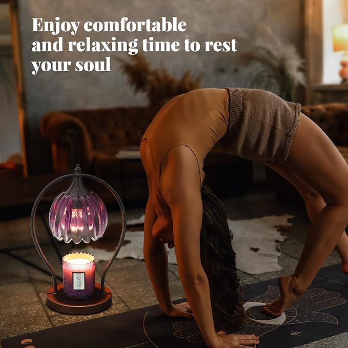 GOODBUY Candle Warmer Lamp, Dimmable Candle Warmer with Timer, Vintage Candles Wax Warmers for Jar Candles Birthday Gifts for Women, Mom, Home Decor for Bedroom Living Room, Purple Black